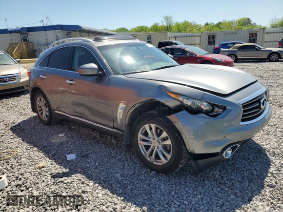 2014 Infiniti QX70 with VIN JN8CS1MU1EM451534, listed as a Copart auction lot 52677335 with 118,862 mi miles and Salvage Title. Bid and sale history available at DreamBid. Image 4.