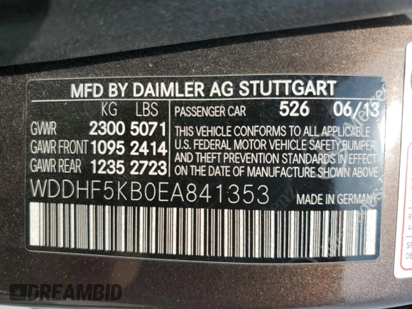 2014 Mercedes-Benz E-Class E 350 Sport with VIN WDDHF5KB0EA841353, listed as a Copart auction lot 53307615 with 234,042 mi miles and Salvage Title. Bid and sale history available at carsss.com. Image 14.