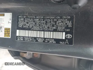 2007 Toyota Prius with VIN JTDKB20U673207969, listed as a IAAI auction lot 41897542 with 374,266 mi miles. Bid and sale history available at carsss.com. Image 9.