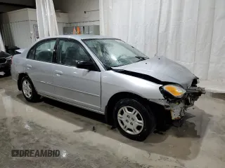 2002 Honda Civic LX with VIN 2HGES16552H543711, listed as a Copart auction lot 52592845 with 141,077 mi miles and Salvage Title. Bid and sale history available at carsss.com. Image 4.