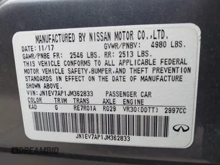 2018 Infiniti Q50 3.0t LUXE with VIN JN1EV7AP1JM362833, listed as a IAAI auction lot 41934415 with 91,970 mi miles. Bid and sale history available at carsss.com. Image 9.