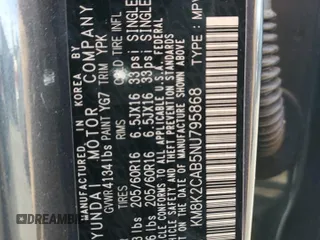 2022 Hyundai Kona SE with VIN KM8K2CAB5NU795868, listed as a Copart auction lot 48125285 with 47,840 mi miles and Salvage Title. Bid and sale history available at carsss.com. Image 14.