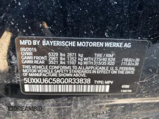 2016 BMW X6 xDrive50i with VIN 5UXKU6C58G0R33838, listed as a Copart auction lot 50343333 with 69,567 mi miles. Bid and sale history available at carsss.com. Image 14.