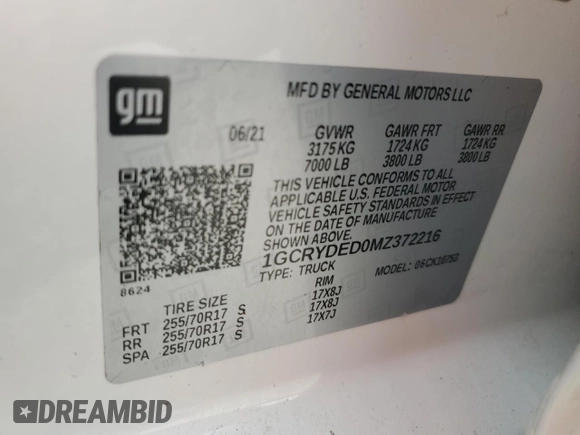 2021 Chevrolet Silverado 1500 LT with VIN 1GCRYDED0MZ372216, listed as a Copart auction lot 77602794 with 49,473 mi miles and Salvage Title. Bid and sale history available at DreamBid. Image 12.