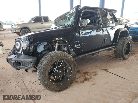 2021 Jeep Wrangler Unlimited Sahara High Altitude with VIN 1C4HJXEG2MW734057, listed as a Copart auction lot 78419394 with 43,567 mi miles and Salvage title. Bid and sale history available at DreamBid. Image 1.