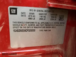 2012 Buick LaCrosse Premium 1 with VIN 1G4GD5E39CF329330, listed as a Copart auction lot 47997065 with 60,582 mi miles and Salvage Title. Bid and sale history available at carsss.com. Image 13.