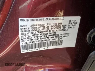 2019 Honda Passport Sport с VIN 5FNYF7H29KB006240, выставлен на аукционе Copart как лот 59404805 с пробегом 113 701 миль миль и Списание • Salvage title. История ставок и продаж доступна на DreamBid. Изображение 13.