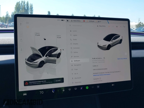 2025 Tesla Model 3 Long Range with VIN 5YJ3E1EB3SF914858, listed as a IAAI auction lot 42719707 with 5,849 mi miles and . Bid and sale history available at DreamBid. Image 19.
