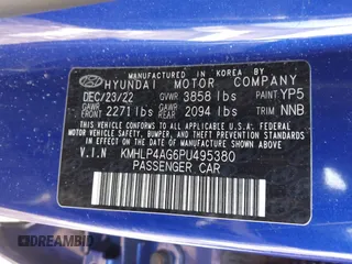 2023 Hyundai Elantra Limited with VIN KMHLP4AG6PU495380, listed as a IAAI auction lot 41798063 with 31,790 mi miles and . Bid and sale history available at DreamBid. Image 9.