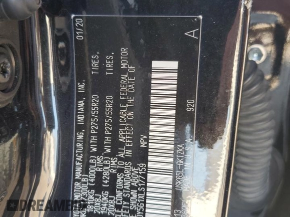 2020 Toyota Sequoia Platinum with VIN 5TDDY5G1XLS177159, listed as a Copart auction lot 70465144 with 0 mi miles and Salvage Title. Bid and sale history available at carsss.com. Image 13.