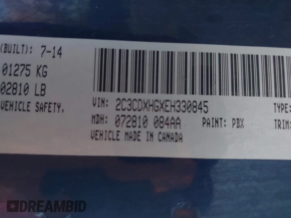 2014 Dodge Charger SXT with VIN 2C3CDXHGXEH330845, listed as a IAAI auction lot 41858714 with 161,541 mi miles. Bid and sale history available at carsss.com. Image 9.