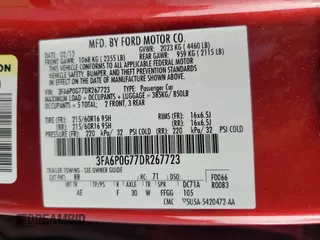 2013 Ford Fusion S with VIN 3FA6P0G77DR267723, listed as a Copart auction lot 55812285 with 202,745 mi miles and Clean Title. Bid and sale history available at carsss.com. Image 12.