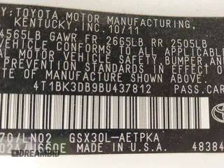 2011 Toyota Avalon with VIN 4T1BK3DB9BU437812, listed as a IAAI auction lot 42056518 with 126,239 mi miles and . Bid and sale history available at carsss.com. Image 9.