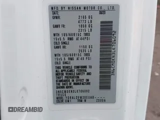 2020 Nissan NV200 Compact Cargo SV with VIN 3N6CM0KN3LK706092, listed as a IAAI auction lot 42036863 with 112,714 mi miles. Bid and sale history available at carsss.com. Image 9.