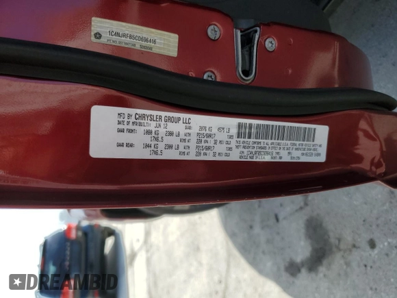 2012 Jeep Patriot Latitude with VIN 1C4NJRFB5CD696416, listed as a Copart auction lot 49628515 with 142,790 mi miles and Salvage Title. Bid and sale history available at carsss.com. Image 15.