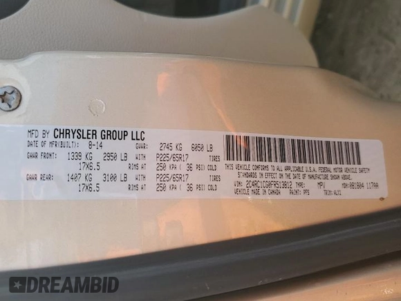 2015 Chrysler Town & Country Touring L with VIN 2C4RC1CG0FR513812, listed as a Copart auction lot 77467854 with 157,196 mi miles and Clean Title. Bid and sale history available at DreamBid. Image 13.