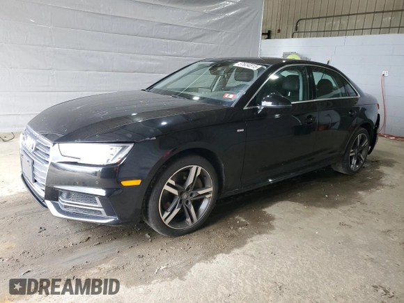 2017 Audi A4 Premium Plus with VIN WAUENAF44HN009318, listed as a Copart auction lot 57634515 with 53,636 mi miles and Salvage title. Bid and sale history available at DreamBid. Image 1.