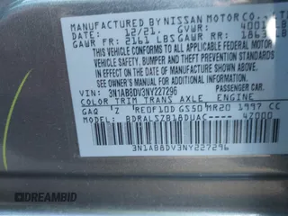 2022 Nissan Sentra SR with VIN 3N1AB8DV3NY227296, listed as a IAAI auction lot 41542797 with 41,436 mi miles. Bid and sale history available at carsss.com. Image 9.