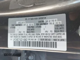 2016 Mazda CX-3 Touring with VIN JM1DKBC7XG0114940, listed as a IAAI auction lot 41777630 with 71,275 mi miles and . Bid and sale history available at DreamBid. Image 9.