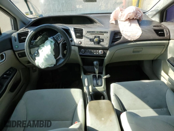 2012 Honda Civic LX with VIN 2HGFB2F52CH555956, listed as a Copart auction lot 53281255 with Not Provided miles and Salvage Title. Bid and sale history available at DreamBid. Image 8.