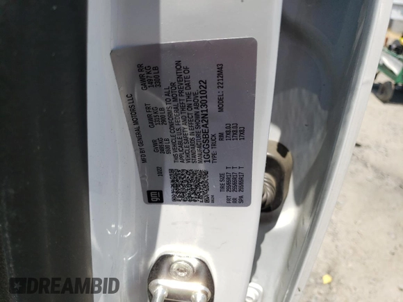 2022 Chevrolet Colorado 2WD Work Truck with VIN 1GCGSBEA2N1301022, listed as a Copart auction lot 58419155 with 80,859 mi miles and Salvage title. Bid and sale history available at DreamBid. Image 12.