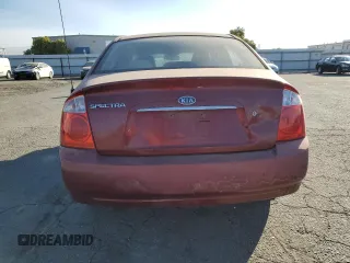 2005 Kia Spectra LX with VIN KNAFE122855108907, listed as a Copart auction lot 77502354 with Not Provided miles and Salvage Title. Bid and sale history available at carsss.com. Image 6.