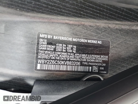 2019 BMW i8 z VIN WBY2Z6C50KVB83206, wystawiony jako Copart lot #81693973 z przebiegiem 25 712 mil mil oraz . Historia ofert i sprzedaży dostępna na DreamBid. Obrazek 13.