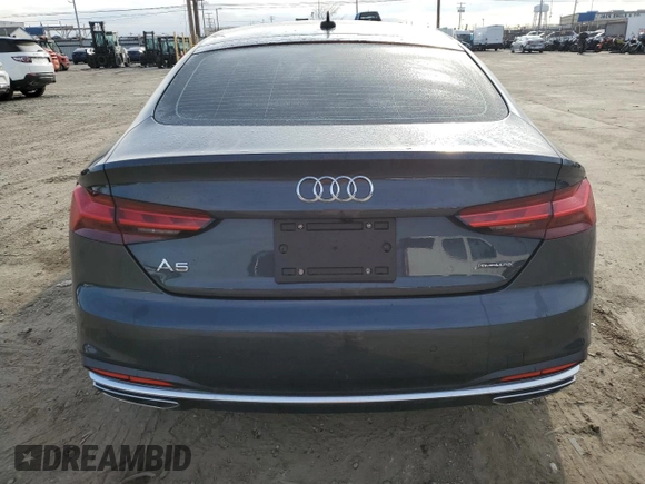 2021 Audi A5 Sportback Premium Plus with VIN WAUCBCF56MA046991, listed as a Copart auction lot 46651974 with 25,300 mi miles. Bid and sale history available at carsss.com. Image 6.