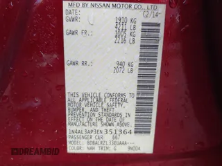 2014 Nissan Altima S with VIN 1N4AL3AP3EN351364, listed as a IAAI auction lot 40311520 with 236,550 mi miles and . Bid and sale history available at carsss.com. Image 9.