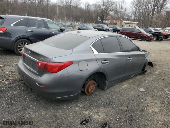 2015 Infiniti Q50 Premium with VIN JN1BV7AR0FM416683, listed as a Copart auction lot 47073795 with 0 mi miles and Salvage Title. Bid and sale history available at carsss.com. Image 3.
