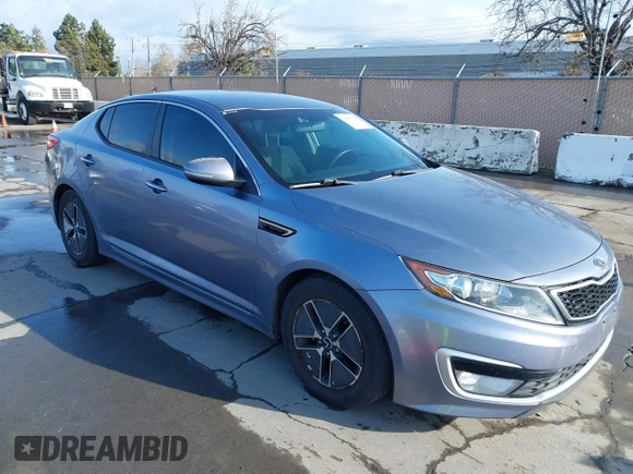 2012 Kia Optima Hybrid with VIN KNAGM4AD6C5015831, listed as a IAAI auction lot 41807913 with 156,197 mi miles. Bid and sale history available at carsss.com. Image 1.