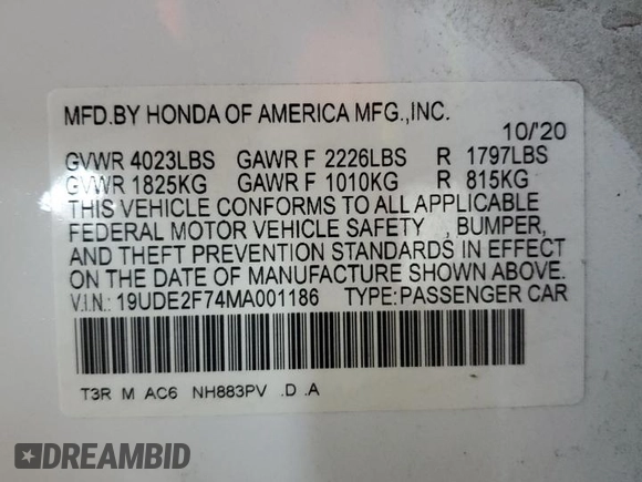 2021 Acura ILX w/Premium Package with VIN 19UDE2F74MA001186, listed as a Copart auction lot 46183575 with 30,062 mi miles and Salvage Title. Bid and sale history available at carsss.com. Image 12.