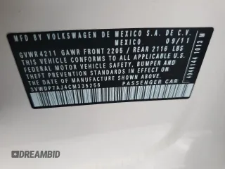 2012 Volkswagen Jetta SE with VIN 3VWDP7AJ4CM335256, listed as a Copart auction lot 57080145 with 228,239 mi miles and Salvage title. Bid and sale history available at DreamBid. Image 12.