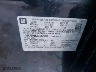 2016 GMC Terrain SLT with VIN 2GKALPEK6G6321030, listed as a Copart auction lot 89150295 with 106,474 mi miles and Salvage Title. Bid and sale history available at carsss.com. Image 15.