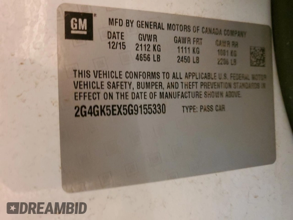 2016 Buick Regal z VIN 2G4GK5EX5G9155330, wystawiony jako Copart lot #51787545 z przebiegiem 43 629 mil mil oraz Szkoda całkowita • Salvage title. Historia ofert i sprzedaży dostępna na DreamBid. Obrazek 14.