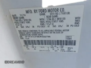 2014 Ford F-150 XL with VIN 1FTFX1CF6EKG22786, listed as a IAAI auction lot 41633180 with 114,966 mi miles. Bid and sale history available at carsss.com. Image 9.