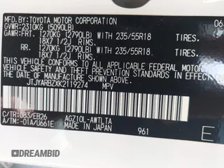 2019 Lexus NX 300 с VIN JTJYARBZXK2119274, выставлен на аукционе IAAI как лот 41830364 с пробегом 101 384 миль миль и . История ставок и продаж доступна на DreamBid. Изображение 9.