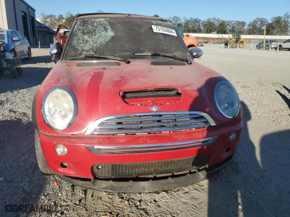 2008 MINI Cooper Convertible S with VIN WMWRH33558TL96443, listed as a Copart auction lot 75103604 with 0 mi miles and Salvage Title. Bid and sale history available at carsss.com. Image 5.
