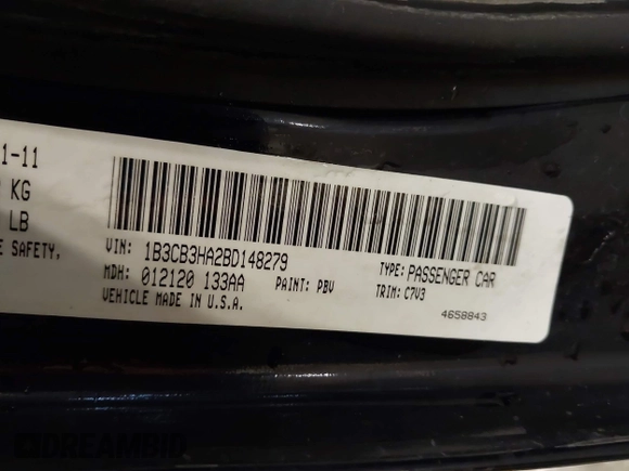 2011 Dodge Caliber Mainstreet with VIN 1B3CB3HA2BD148279, listed as a IAAI auction lot 42150488 with 131,278 mi miles and . Bid and sale history available at DreamBid. Image 9.