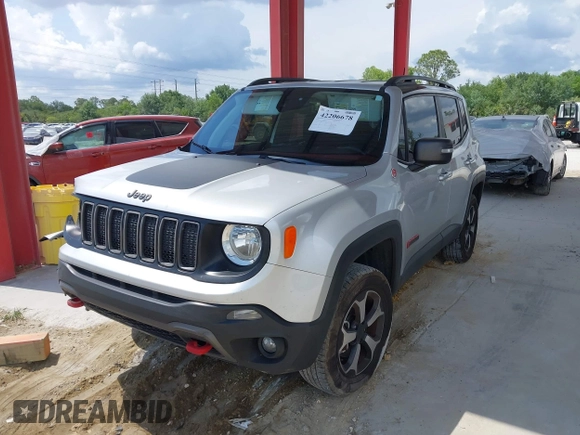 2021 Jeep Renegade Trailhawk with VIN ZACNJDC17MPN27500, listed as a IAAI auction lot 42206678 with 114,258 mi miles and . Bid and sale history available at DreamBid. Image 2.