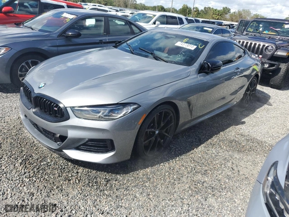 2024 BMW 8 Series M850i xDrive with VIN WBABC4C0XRCN56084, listed as a Copart auction lot 74373014 with 0 mi miles and Salvage Title. Bid and sale history available at carsss.com. Image 1.