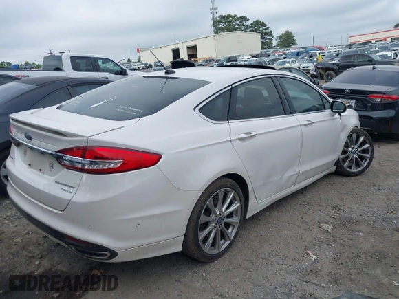 2017 Ford Fusion Titanium with VIN 3FA6P0K96HR105127, listed as a IAAI auction lot 39351701 with 103,295 mi miles. Bid and sale history available at carsss.com. Image 4.