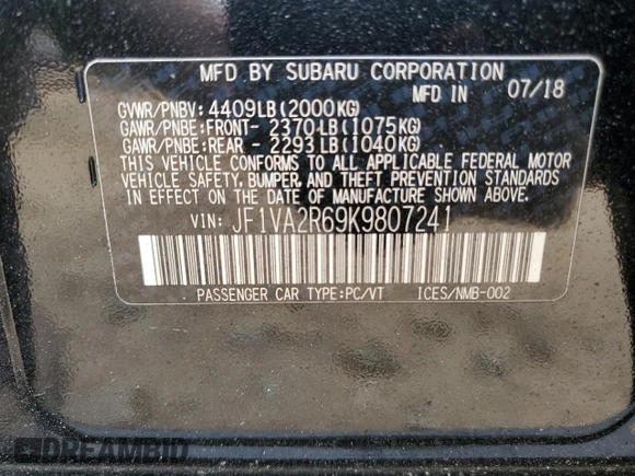 2019 Subaru WRX STI with VIN JF1VA2R69K9807241, listed as a Copart auction lot 47674445 with 0 mi miles and Salvage Title. Bid and sale history available at carsss.com. Image 12.