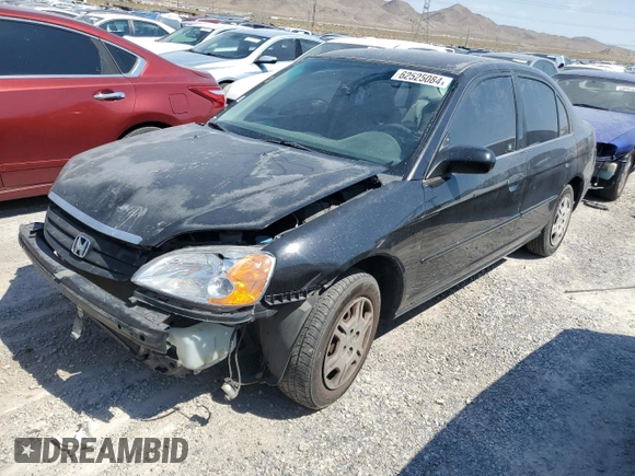 2001 Honda Civic LX with VIN JHMES165X1S008247, listed as a Copart auction lot 62525084 with 240,503 mi miles and Salvage Title. Bid and sale history available at carsss.com. Image 1.