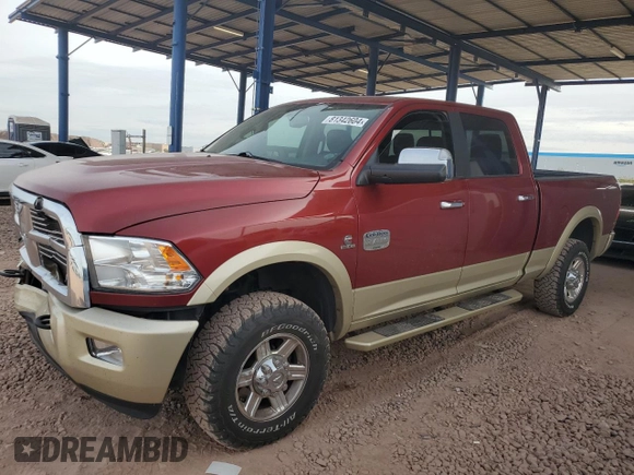 2012 Ram 2500 Laramie Longhorn with VIN 3C6UD5GL7CG301830, listed as a Copart auction lot 81342604 with 427,889 mi miles and Salvage Title. Bid and sale history available at carsss.com. Image 1.