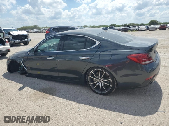 2019 Genesis G70 3.3T Advanced with VIN KMTG34LE1KU021425, listed as a Copart auction lot 72706024 with 56,825 mi miles and Salvage Title. Bid and sale history available at carsss.com. Image 2.