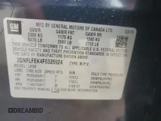 2015 Chevrolet Equinox LT with VIN 2GNFLFEK4F6326924, listed as a Copart auction lot 51821325 with 139,181 mi miles and Salvage Title. Bid and sale history available at carsss.com. Image 13.