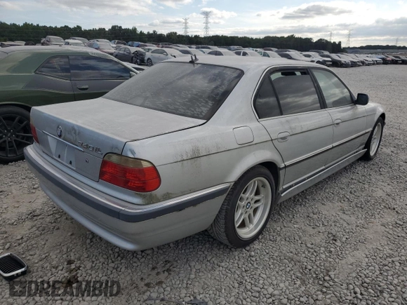 2001 BMW 7 Series 740iL with VIN WBAGH834X1DP26587, listed as a Copart auction lot 71174574 with 0 mi miles and Salvage Title. Bid and sale history available at carsss.com. Image 3.