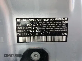 2004 Mercedes-Benz SL 500 z VIN WDBSK75F84F069402, wystawiony jako Copart lot #60903495 z przebiegiem 158 308 mil mil oraz Czysty tytuł • Clean title. Historia ofert i sprzedaży dostępna na DreamBid. Obrazek 12.