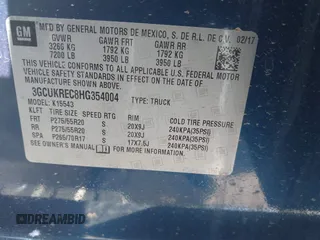 2017 Chevrolet Silverado 1500 LT with VIN 3GCUKREC8HG354004, listed as a IAAI auction lot 41429597 with 77,493 mi miles and . Bid and sale history available at DreamBid. Image 9.